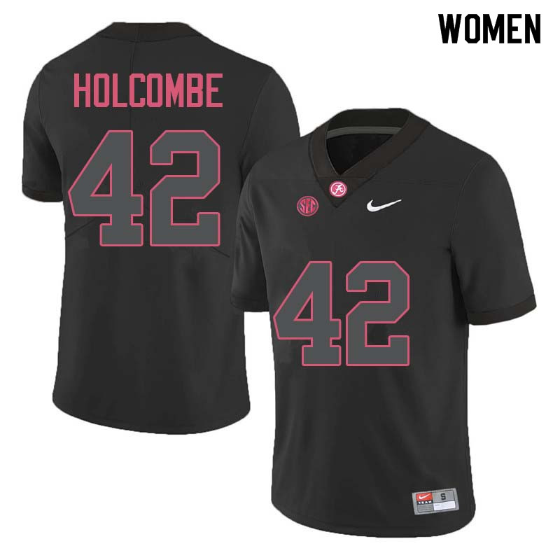 Alabama Crimson Tide Women's Keith Holcombe #42 Black NCAA Nike Authentic Stitched College Football Jersey CT16W11YD